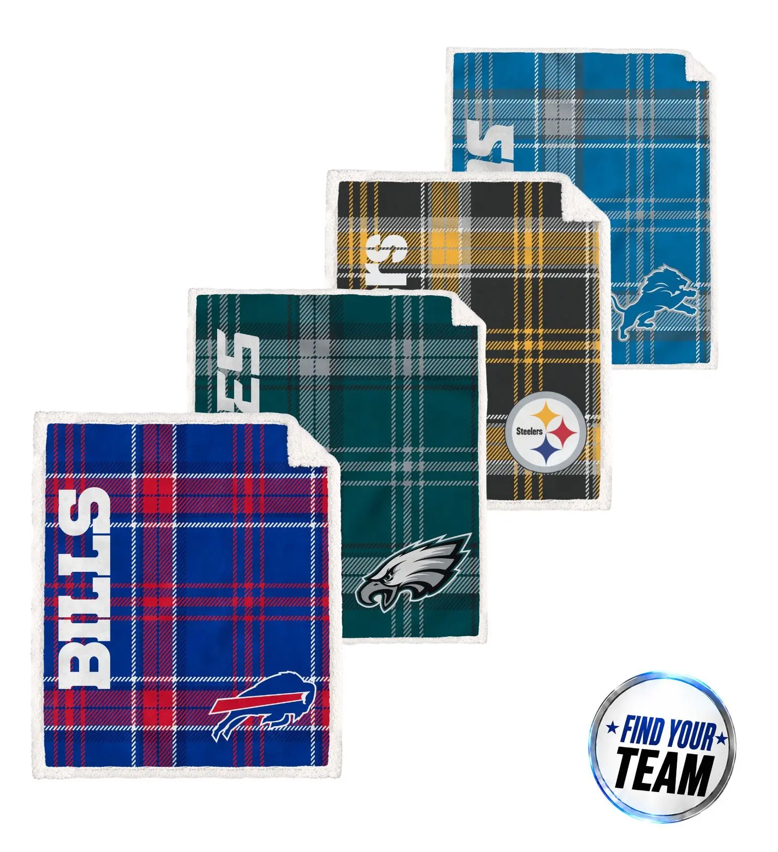 NFL Playmaker Plaid 50x60 Ultra Cozy Sherpa Throw