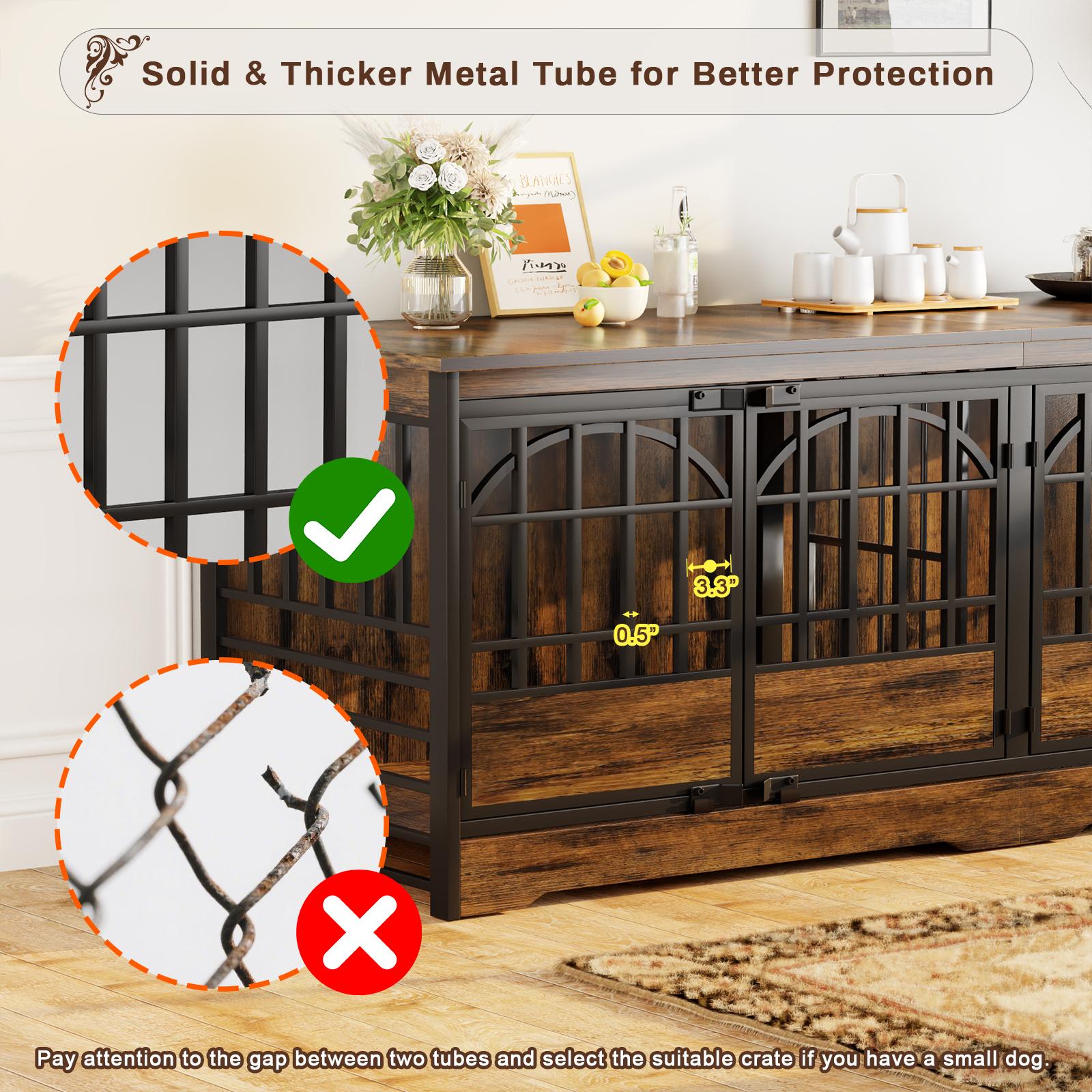 【SpringGlowUp】COZPAW 78" Dog Crate Furniture for 2 Dogs,Extra Large Breed Double Chew-Resistant Indoor Pet House,Heavy Duty Wooden XXL Large Kennel, Furniture Style XL Dog Cage, Max 300lbs Capacity (Grey) 【SpringGlowUp】COZPAW 78" Dog Crate Furniture for 2 Dogs,Extra Large Breed Double Chew-Resistant Indoor Pet House,Heavy Duty Wooden XXL Large Kennel, Furniture Style XL Dog Cage, Max 300lbs Capacity (Grey)