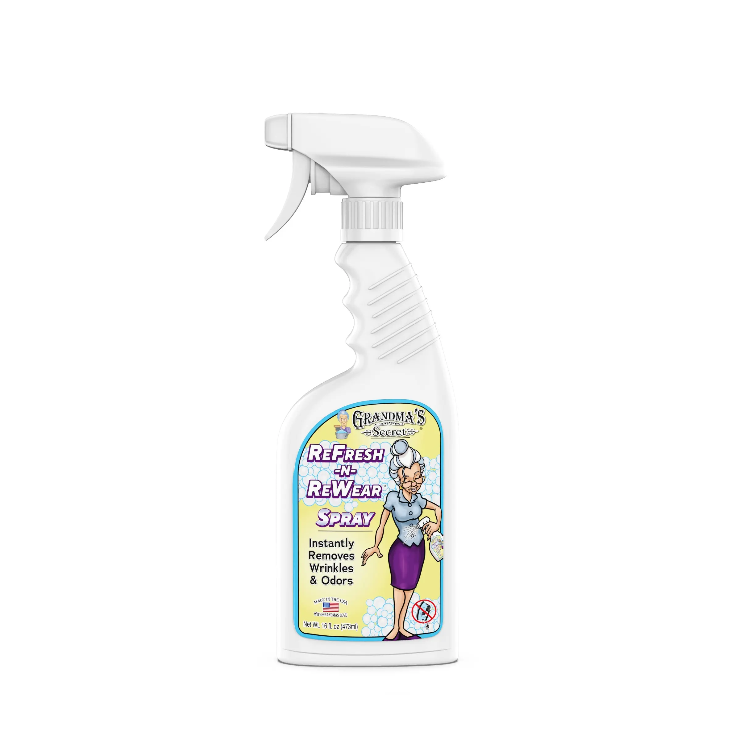 Grandma's Secret ReFresh N ReWear Spray - Instantly Removes Wrinkles & Odors - Wrinkle Release, Fabric Refresher Spray, Chlorine, Bleach and Toxin-Free - 16 Ounce
