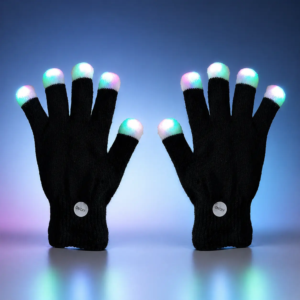 LED Flashing Gloves - Lightweight Stretch-Fit Polyester, Comfortable Glow Effect, 6 Color Flash Modes, Festival Party Supplies for Above 12, Clubs & Raves Accessories, Rave Gift
