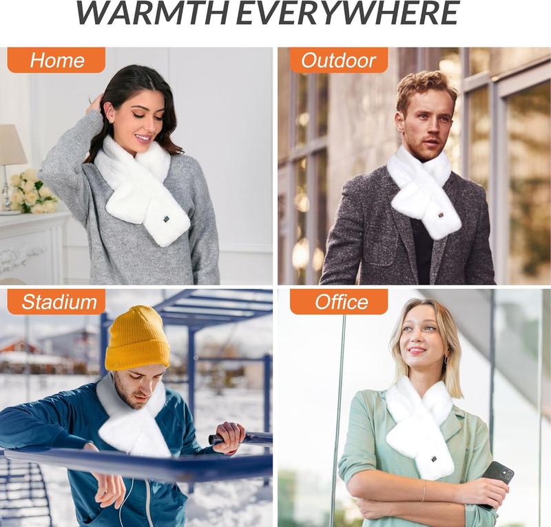 Graphene Heated Scarf for Women Men, Faux Fur Neck Heating Pad, Neck Warmer with 3 Heating Levels for Pain Relief & Stiffness, Gift for Family, Lover（The product does not include a power bank.））
