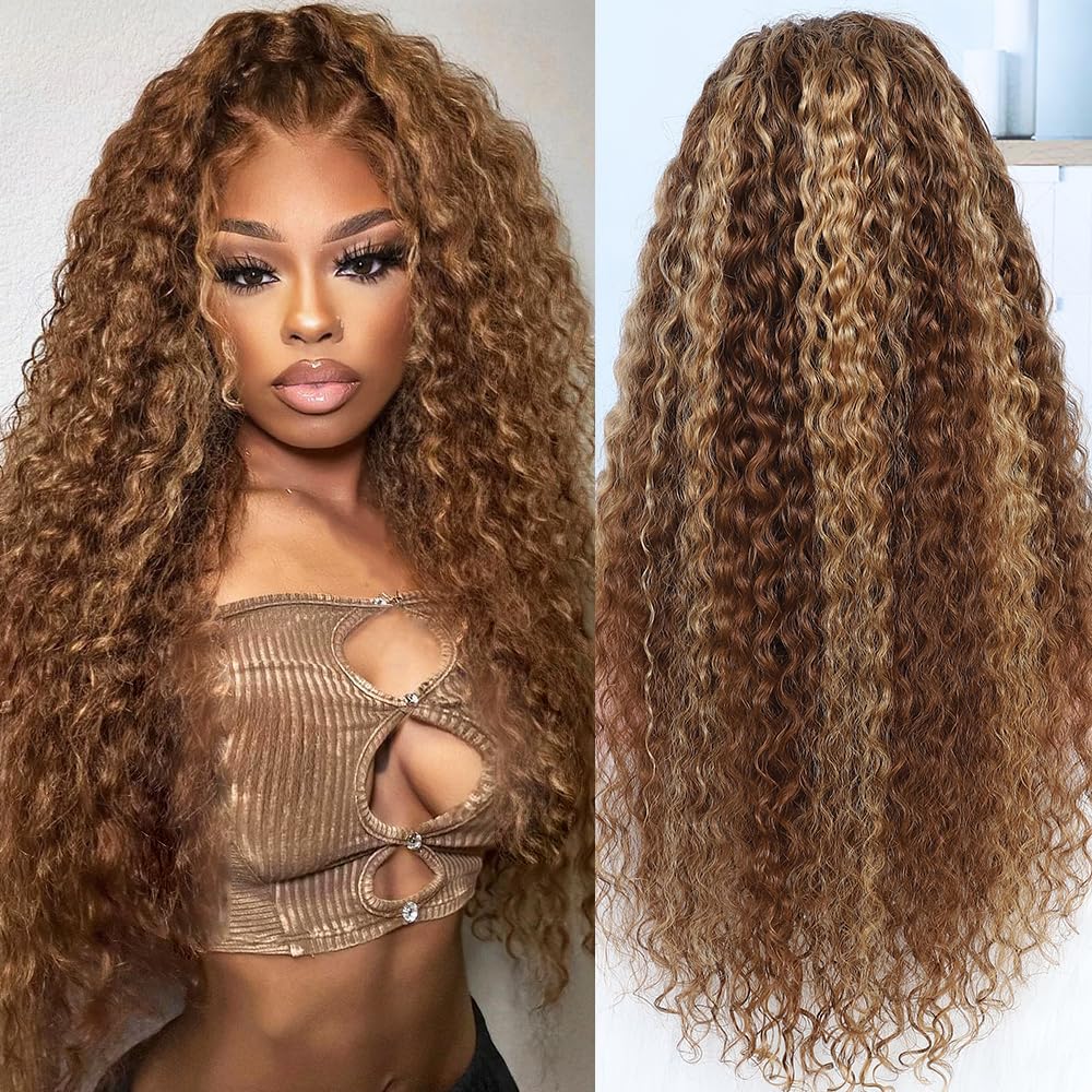 West Kiss Highlight Ombre Glueless Wig P4/27 Deep Wave 7x5 Closure Human Hair Wigs Put It On Pre Plucked Human Hair Wig TikTokShopSpringGlowUp