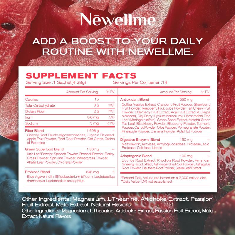 Newellme Happy Cleanse - Superfood Powder/Probiotics/Digestive Enzymes/Moringa - Supports gut health - Boosts immunity Optimum
