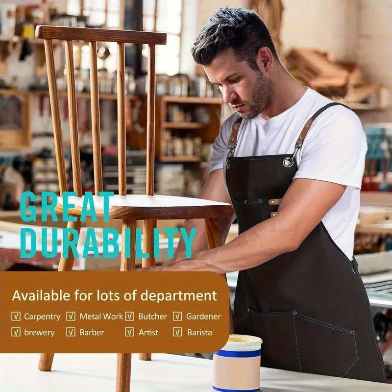 【FaddishDeal】Multi-pocket canvas work apron, tool front with adjustable cross back strap, practicaltool for gardening.