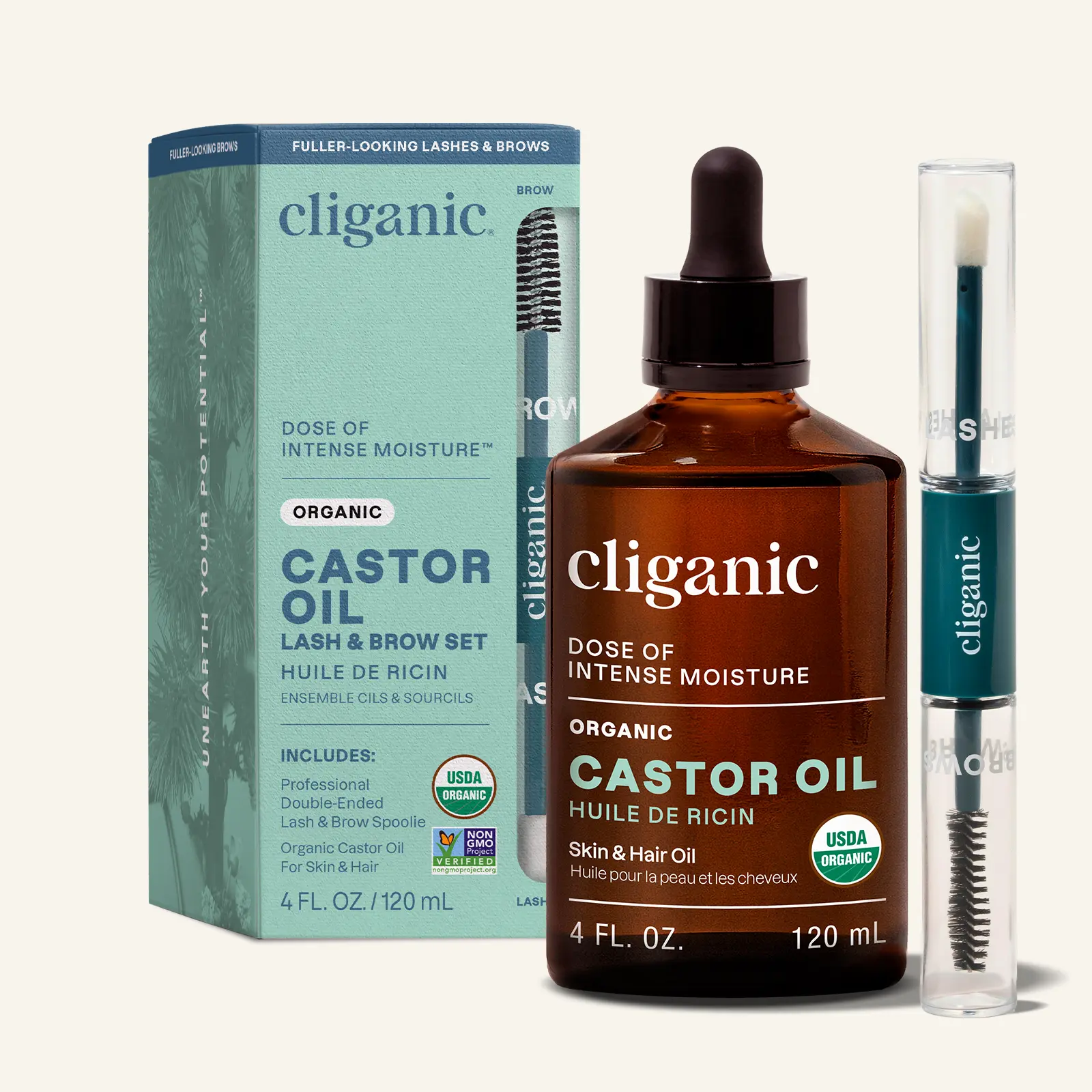 Cliganic Organic Castor Oil 100% Pure - For Eyelashes Eyebrows Hair & Skin | Bulk Natural Cold Pressed Unrefined Hexane-Free DIY Carrier Oil