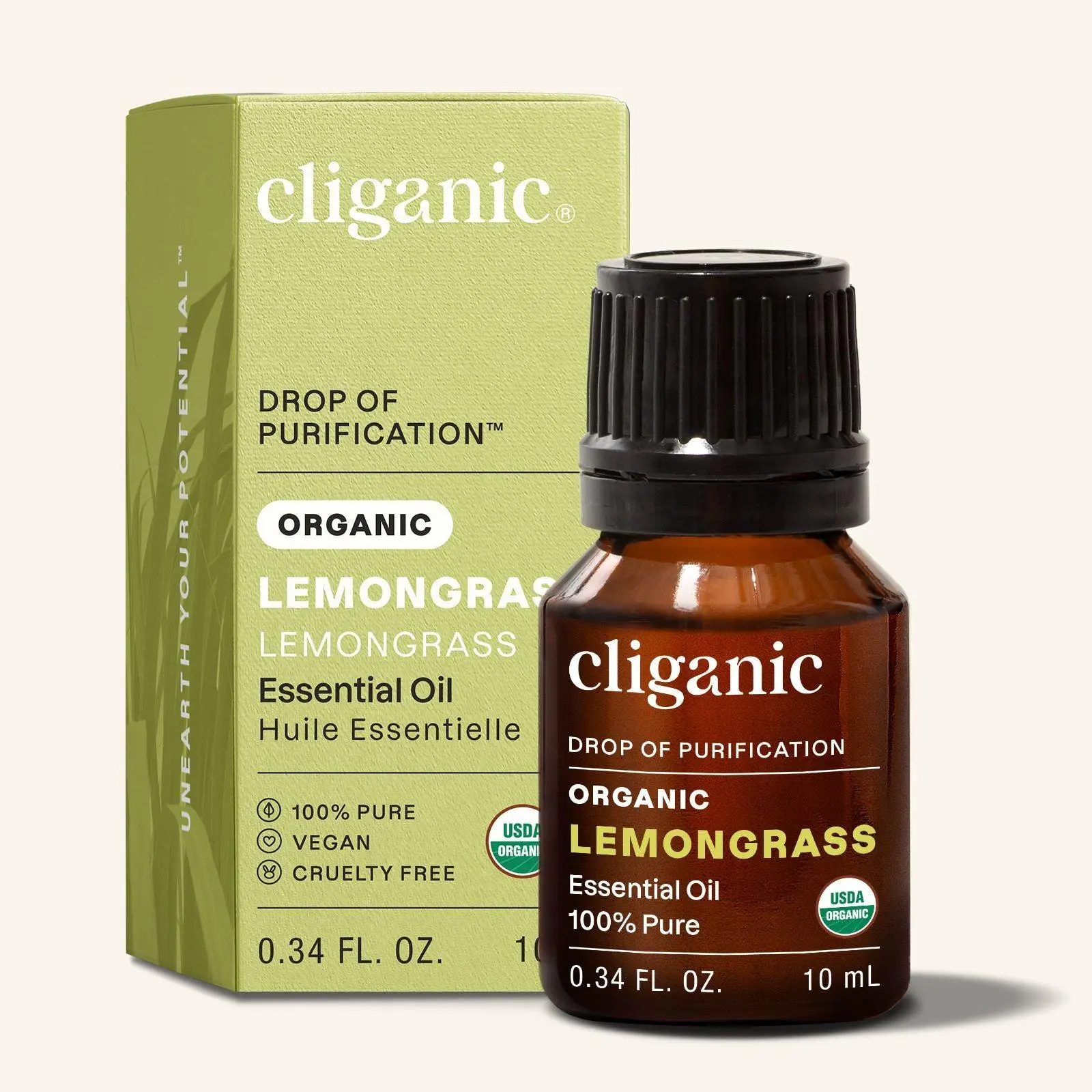 Cliganic USDA Organic Lemongrass Essential Oil - 100% Pure Natural Undiluted, for Aromatherapy Diffuser Non-GMO Verified