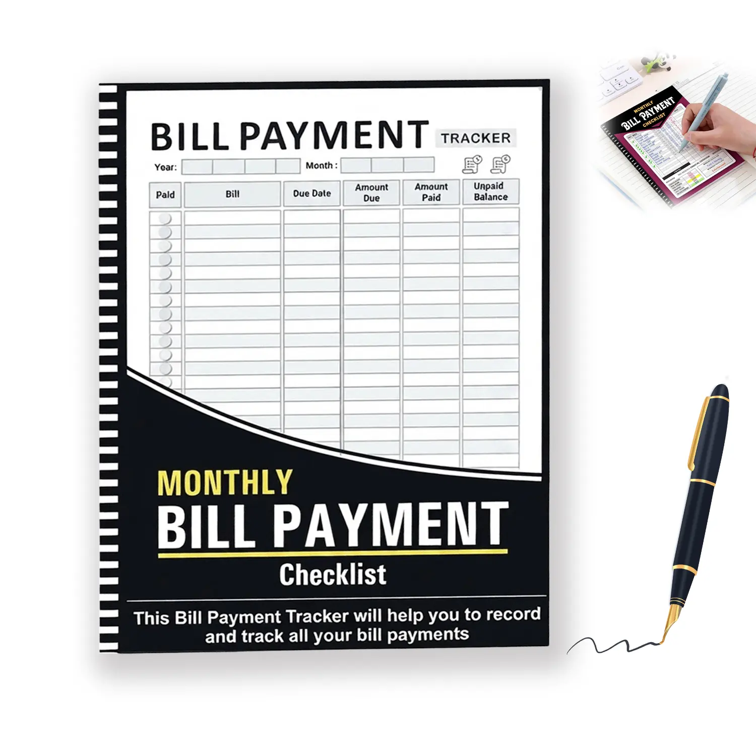 Bill Payment Organizer, Budget Planner & Expense Tracker Notebook, Monthly Bill Tracker, Savings Goal Planner, Financial Planner Journal for Money Management