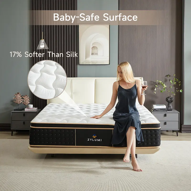 [ZYLUMI]  Hybrid Mattress in a Box, 10/12/14 Inch, Twin/Full/Queen/King, Gel Memory Foam & Zoned Support Springs, Pressure Relief, Breathable Fabric, Motion Isolation, CertiPUR-US & OEKO-TEX