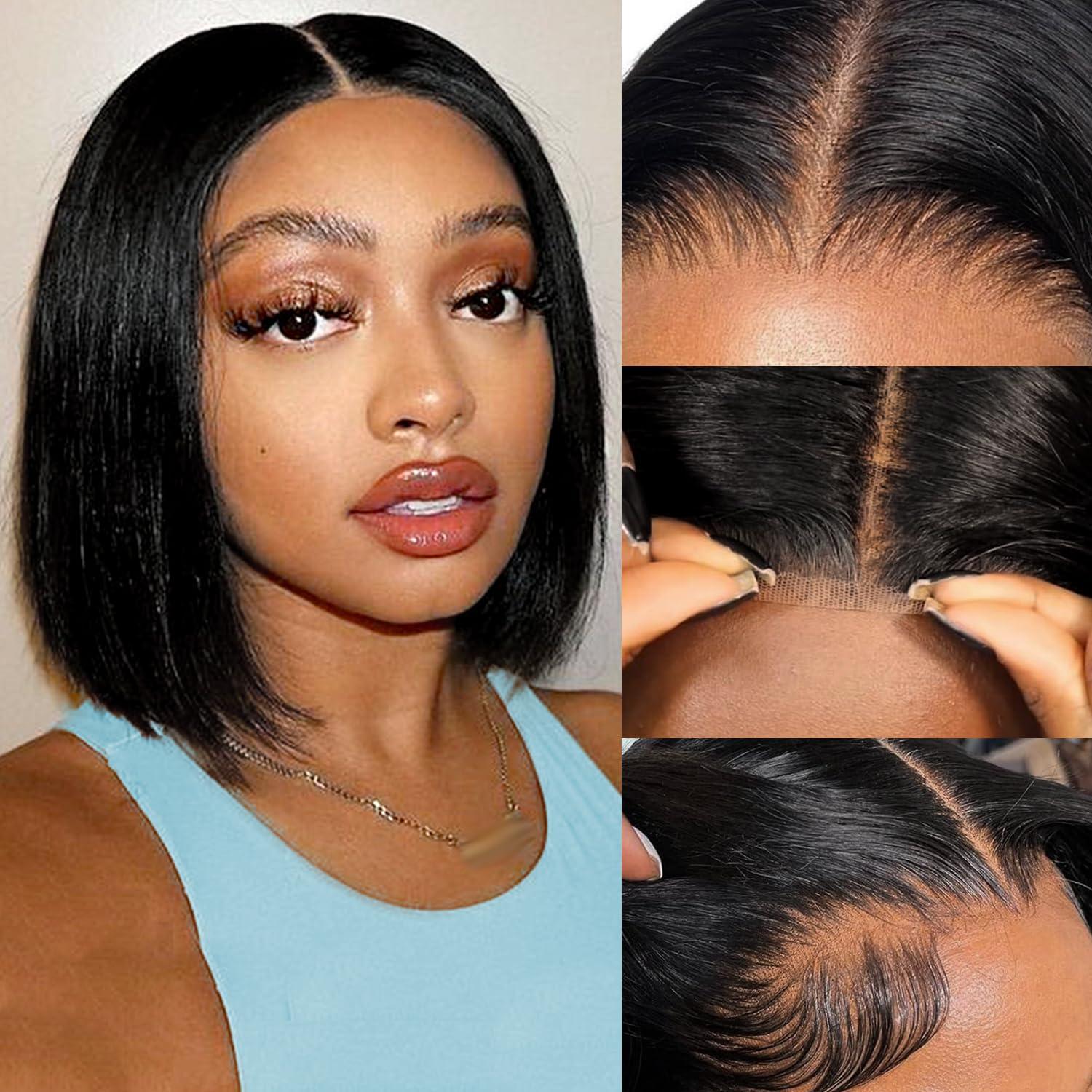 Hot Sale Glueless Wigs Short Bob Bone Straight Best 100% Human Hair Wig for Women Ready To Wear And Go 6x4 HD Lace Frontal Wig Brazilian Black Wigs On Sale