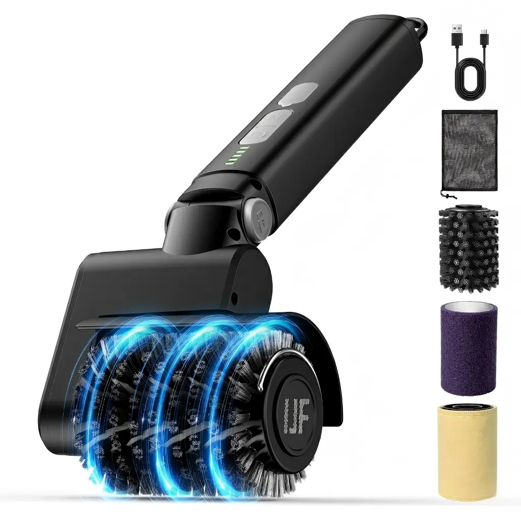 Electric Grill Brush Cordless, BBQ Grill Cleaner with 3 Cleaning Attachments, CSA Certified Wire Brush Head, No Loose Bristles for Gas, Charcoal & Flat Top Grills