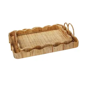 Scalloped Rattan Edge Trays