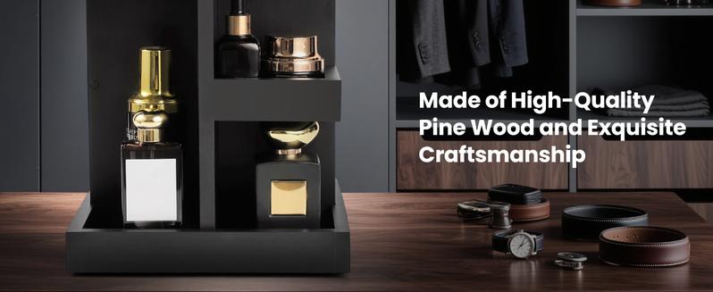 Cologne Organizer for Men,Cologne Stand,3 Tier Wooden Perfume Shelf with Rotate,Desk Organizer,Gifts for Dad From Wife,Husband Boyfriend Birthday Gift Ideas,Valentine's Day Gifts for Men