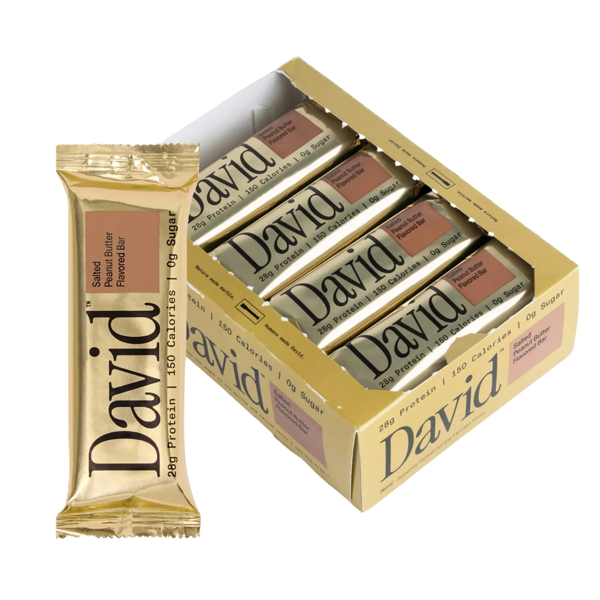 Salted Peanut Butter – 28g Protein 150 Calories 0g Sugar – Includes 12 Bars – High Protein Snack
