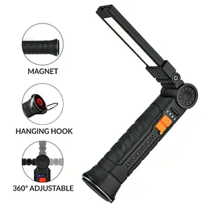 Rechargeable LED Work Light | Strong Magnetic Base + Hanging Hook | Portable Repair Tool | Perfect Practical Tool Gift for DIY/Handyman