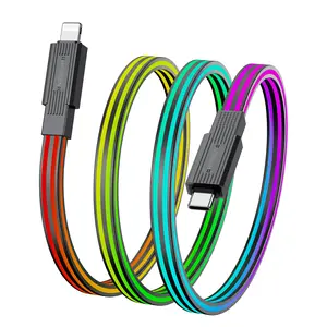 HIPESN 60/100W RGB fast-charging data cable with control switch multifunction fast charging o Type-C to Lightning