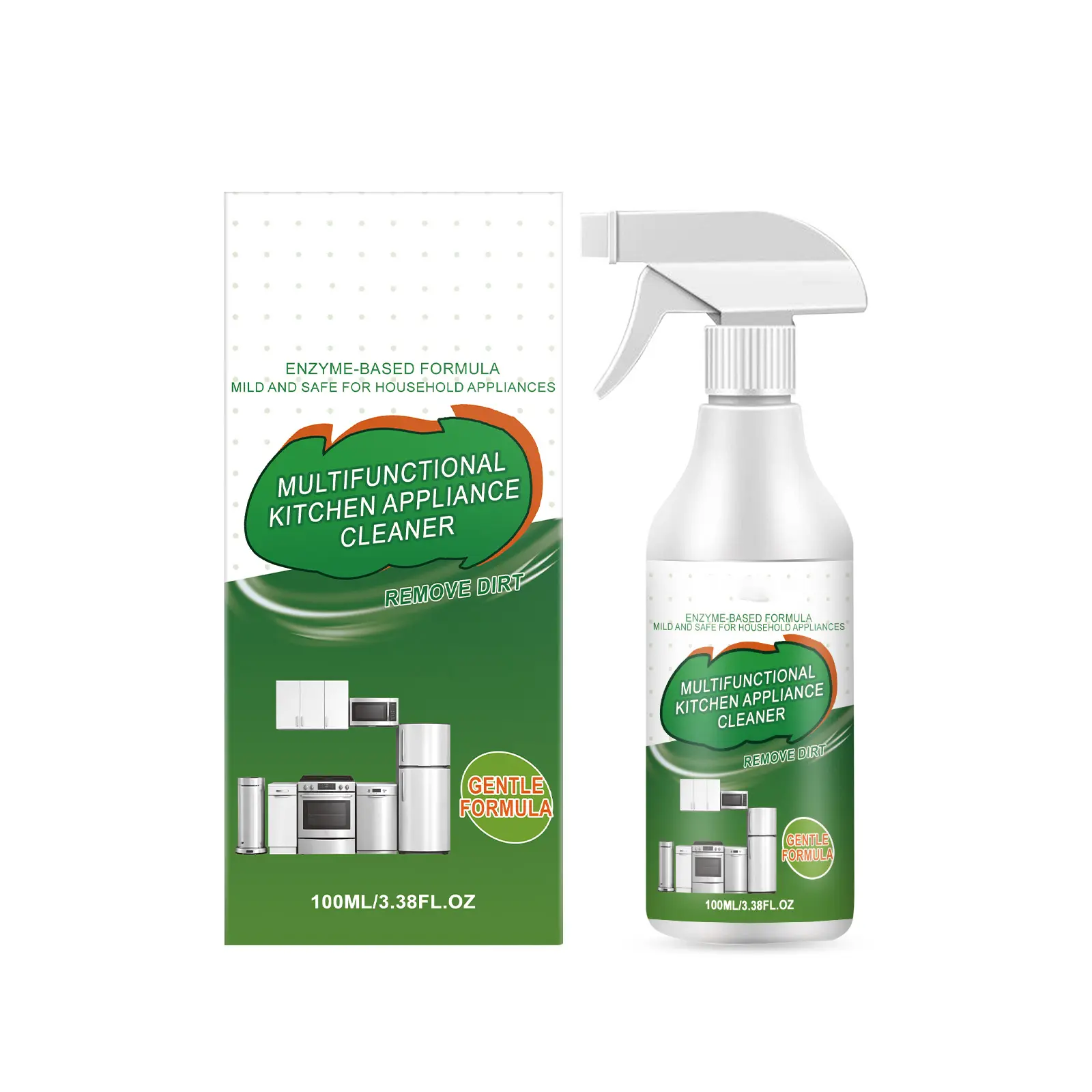 Mild Kitchen Appliance Spray Cleaner, Powerful Grease & Grime Remover, Glossy Shine Restorer for Stove, Blender, Microwave, Household Kitchen Equipment Daily Maintenance Supplies