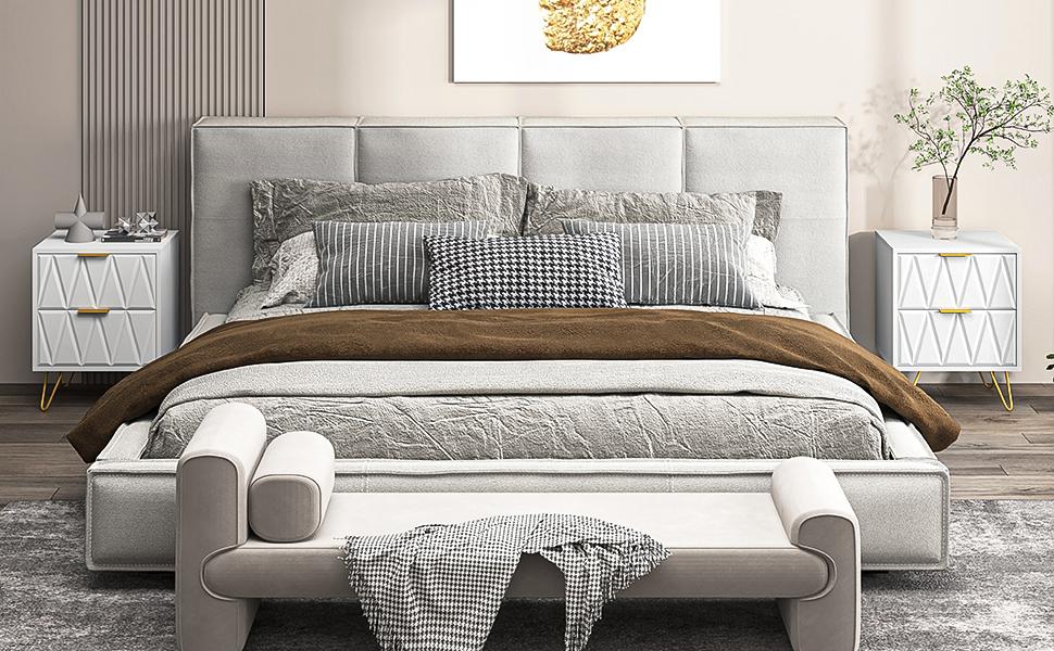 2pcs Nightstand Modern Bedside Table with 2 Drawers & Gold Metal Legs, Simple and Elegant Bedside Table,Night Stand Metal Legs for Bedroom Living Room