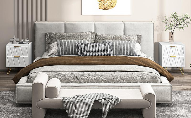 2pcs Nightstand Modern Bedside Table with 2 Drawers & Gold Metal Legs, Simple and Elegant Bedside Table,Night Stand Metal Legs for Bedroom Living Room