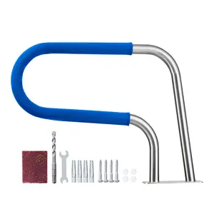 VEVOR Pool Rail, 31 x 22 inch Pool Handrail, 220 lbs Load Capacity Heavy Duty 304 Stainless Steel Swimming Handrail, Detachable Nonslip Sleeve, Rich Accessories, for Poolside, Water Parks， Spa Centers