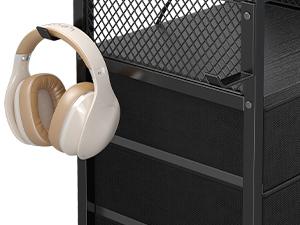 LED Nightstand with Charging Station, USB Port, Power Outlets, Tall Night Stand Set of 2 with 5 Dresser Drawers, Side Table with Side Bag, End Table with Storage Shelf, Bedroom bedroom  furniture