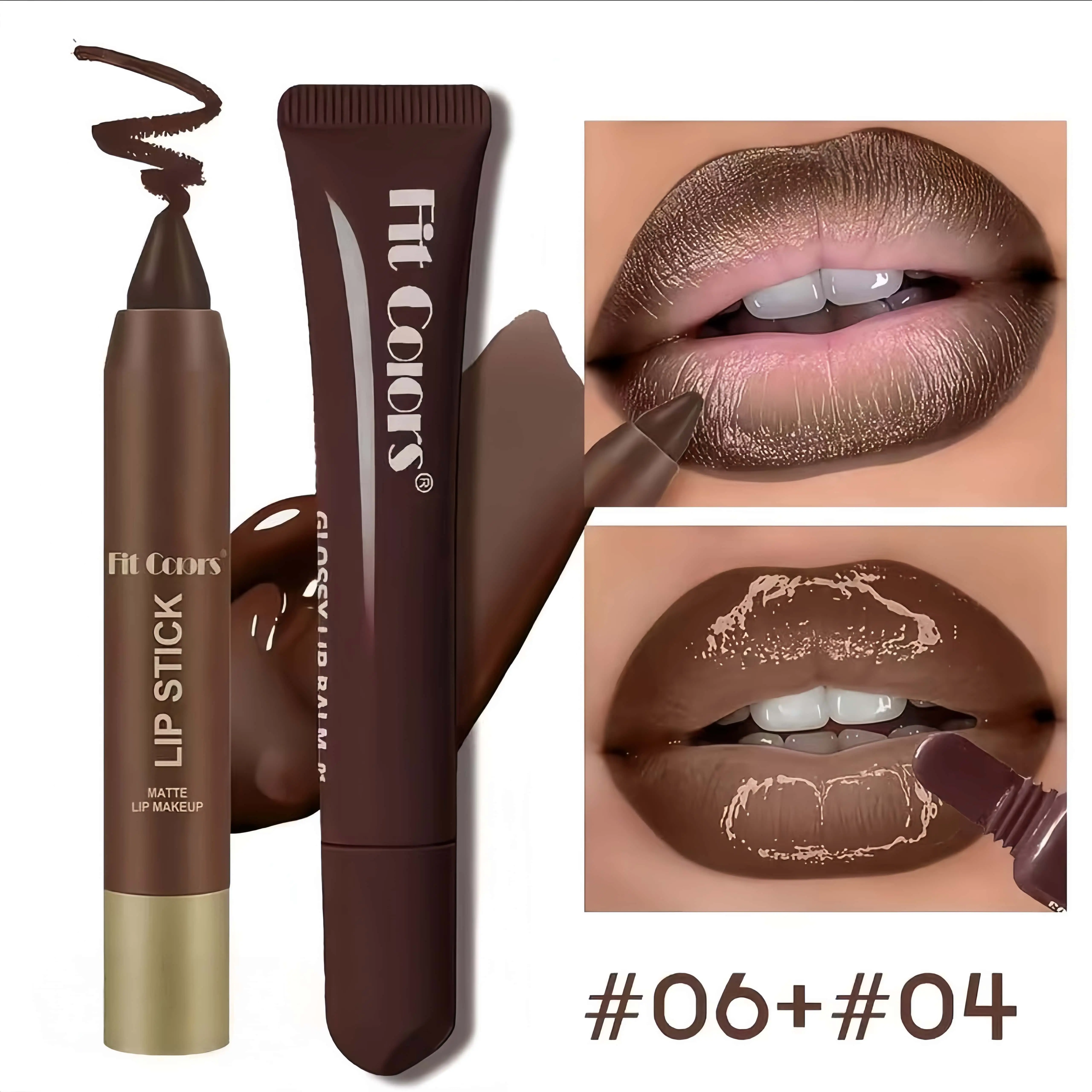 Fit Colors Matte Lip Liner and Moisturizing Lip Oil Set, for Easy Lip Line Definition with a Natural Nude Glossy Finish, Perfect Holiday Gift