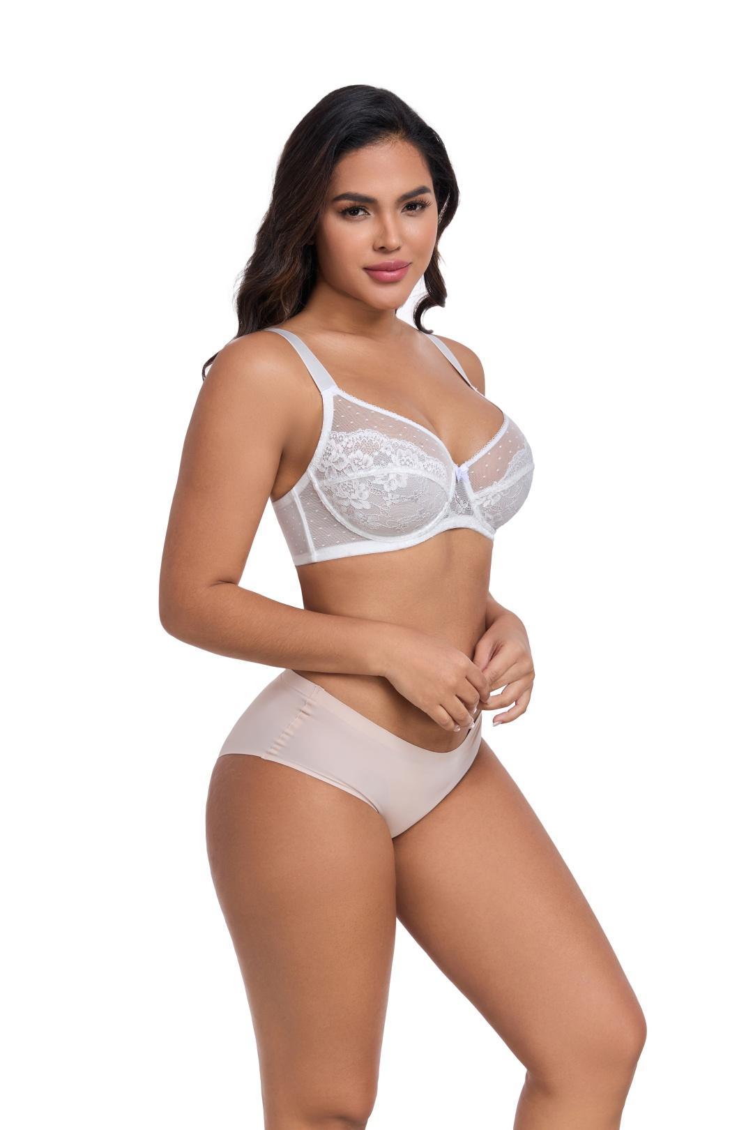 【new style】Exquisite floral lace plus size wire bra full coverage bra unpadded ultra-thin and comfortable,Unlined breathable lace lightweight bra, large size bra without padding, ultra-thin and comfortable, support sagging breasts, with wire，