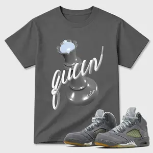 Unisex T-shirt To Match Sneakers Jordan 5 Wolf Grey - 3D Queen. 100% Cotton for Casual Wear. Comfortable Summer Unisex T-Shirt to match Jordan Sneaker. Streetwear Style. urban outfitters