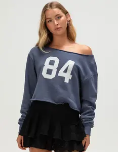 RSQ Womens 84 Crew Off The Shoulder Sweatshirt