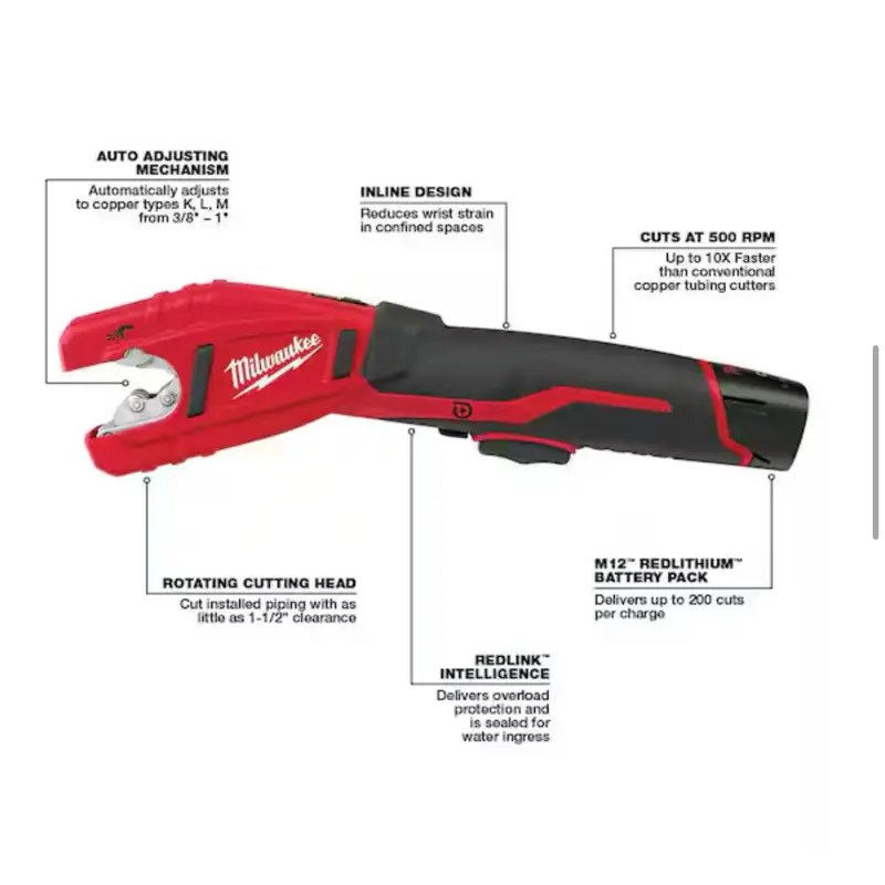 Milwaukee M12 12V Lithium-Ion Cordless Copper Tubing Cutter (Tool-Only)