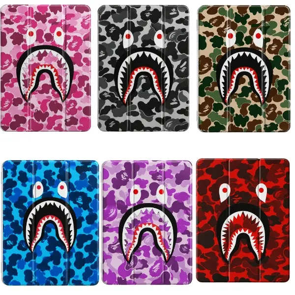 Shark Camo iPad Case, Camo iPad Cover, Streetwear Style Tablet Case, Smart Folio Case for iPad Air, Pro, Mini, 10th Gen, Magnetic Stand Protective Cover