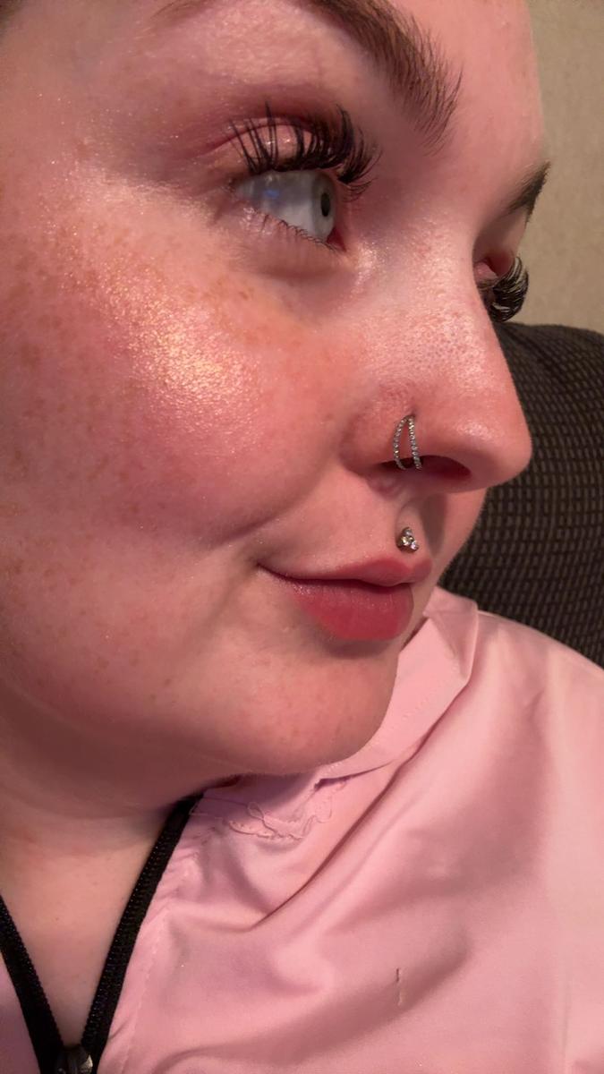 Item: Gradient Bar+Clear CZ  (Double Hoop), 8mm, 18G