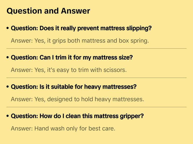 Gorilla Grip Non Slip Mattress Gripper, Prevents Mattresses from Sliding and Holds Bed in Place, Pad Grips Beds, Sofa, Couch, Chair Cushions and Helps Keep Topper from Slipping, Easy Trim Pads