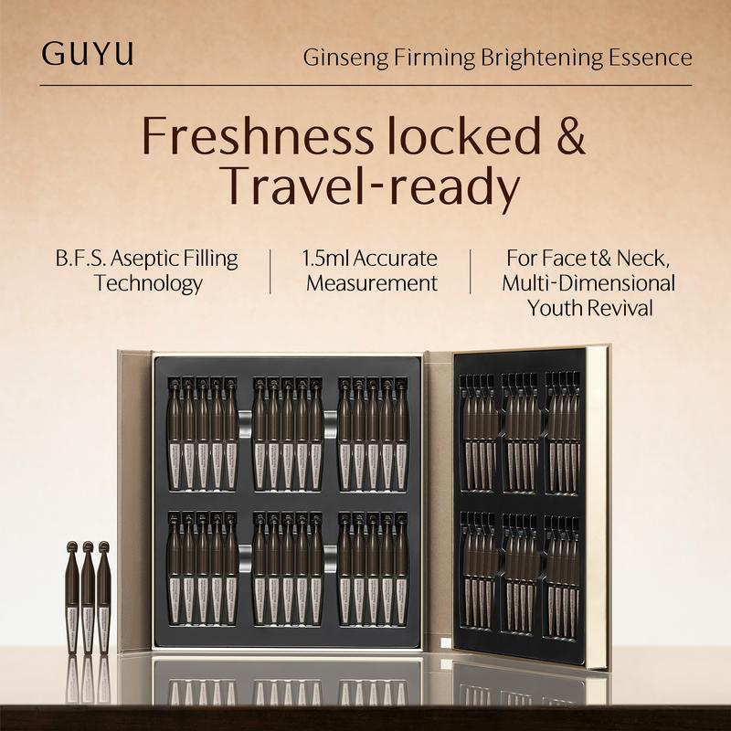 GUYU Ginseng Firming Brightening Essence - 30/60 Tubes, each 1.5ml, Erase parched wrinkles, gentle, single use, skincare, Anti-Wrinkle & Moisturizing Collagen Peptide Serum, stock up, Moisturizer Hydrate Hydrating Moisture, Brightening, New Year Gift