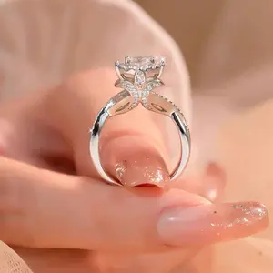【#99 RD】Royal Manor Moissanite S925 Sterling Silver Ring Luxury Engagement Wedding Ring Gift for Girlfriend