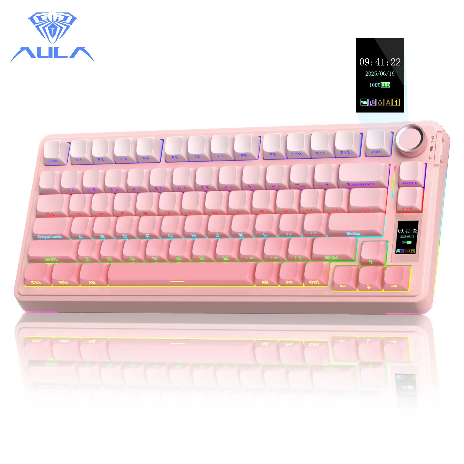 AULA S75 Pro Wireless Mechanical Gaming Keyboard with Screen Knob RGB Rainbow Backlit Tri-Mode 2.4G USB-C Bluetooth5.0 Hot Swappable Gaming Keyboard for Gamers Gaming PC Accessories  Creamy Keyboard for PC/Mac/Linux,back to school,back to school shopping