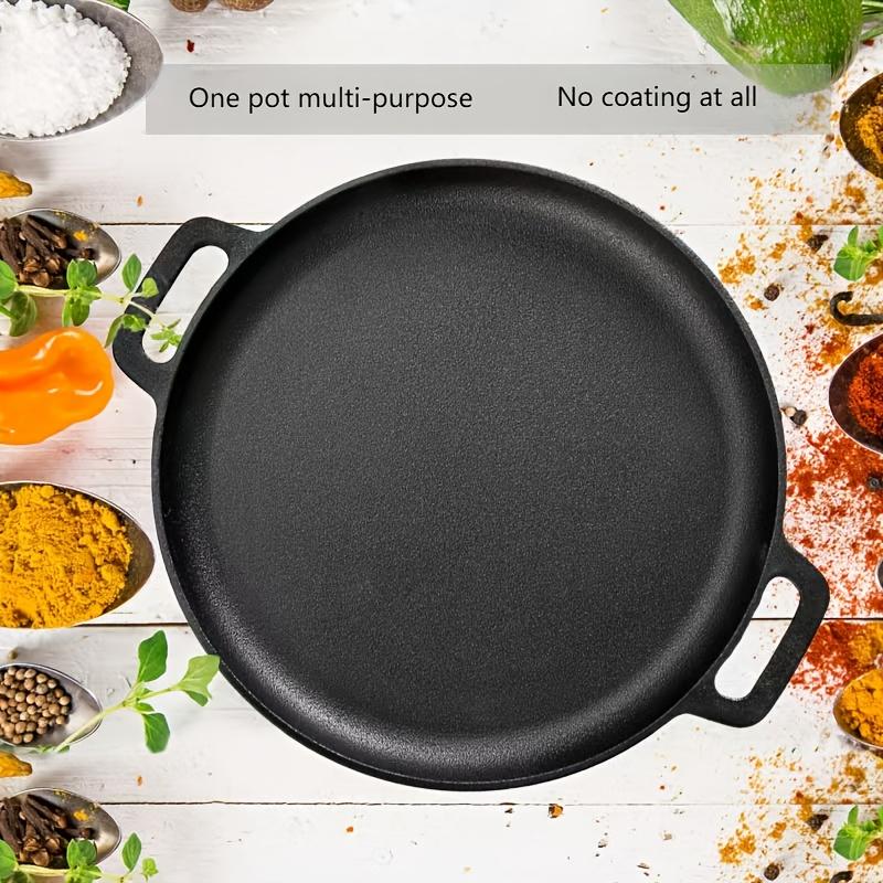 Cast Iron Skillet, Pre Seasoned Heavy Duty Pan for Steak, Pizza, Camping - XL Frying Pan with Dual Handles & Cleaner, Ideal for Grill, Oven, Stove