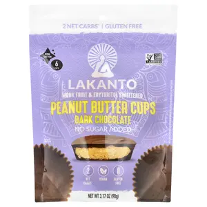 Lakanto Dark Chocolate Peanut Butter Cups, 6 Cups, 3.17 oz (90 g)