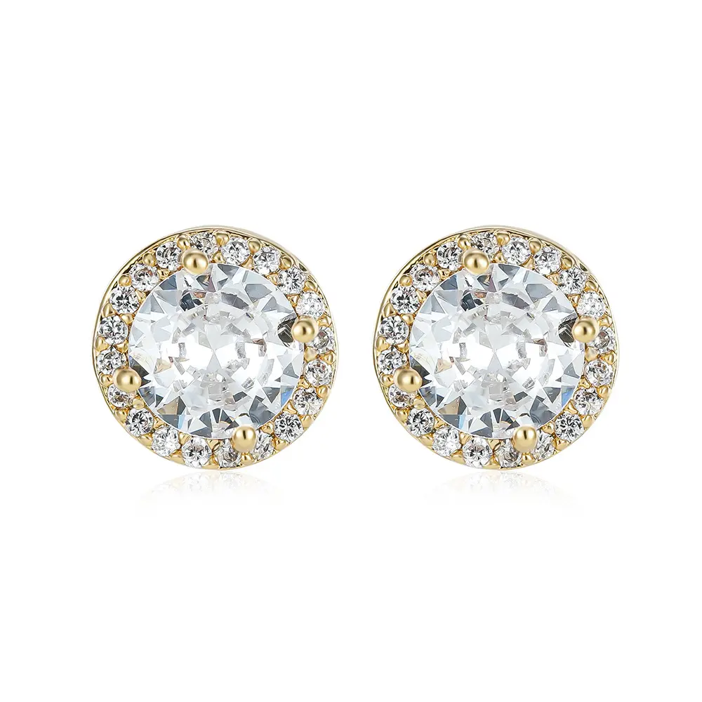 Diamond-studded stud earrings for women & men, 24K Gold-plated sparkling party jewelry, festive gift