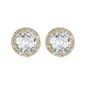 Diamond-studded stud earrings for women & men, 24K Gold-plated sparkling party jewelry, festive gift