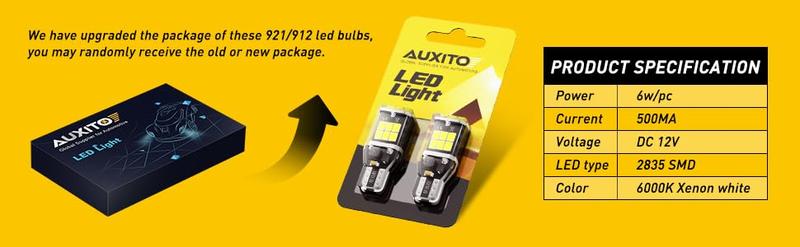 AUXITO 912 921 LED Bulb for Backup Light Reverse Lights High Power 2835 15-SMD Chipsets Error Free T15 906 922 W16W Bulbs, 6000K White Daytime Running Lights (Upgraded, Pack of 2) AUXITO 912 921 LED Bulb for Backup Light Reverse Lights High Power 2835 15-SMD Chipsets Error Free T15 906 922 W16W Bulbs, 6000K White Daytime Running Lights (Upgraded, Pack of 2)