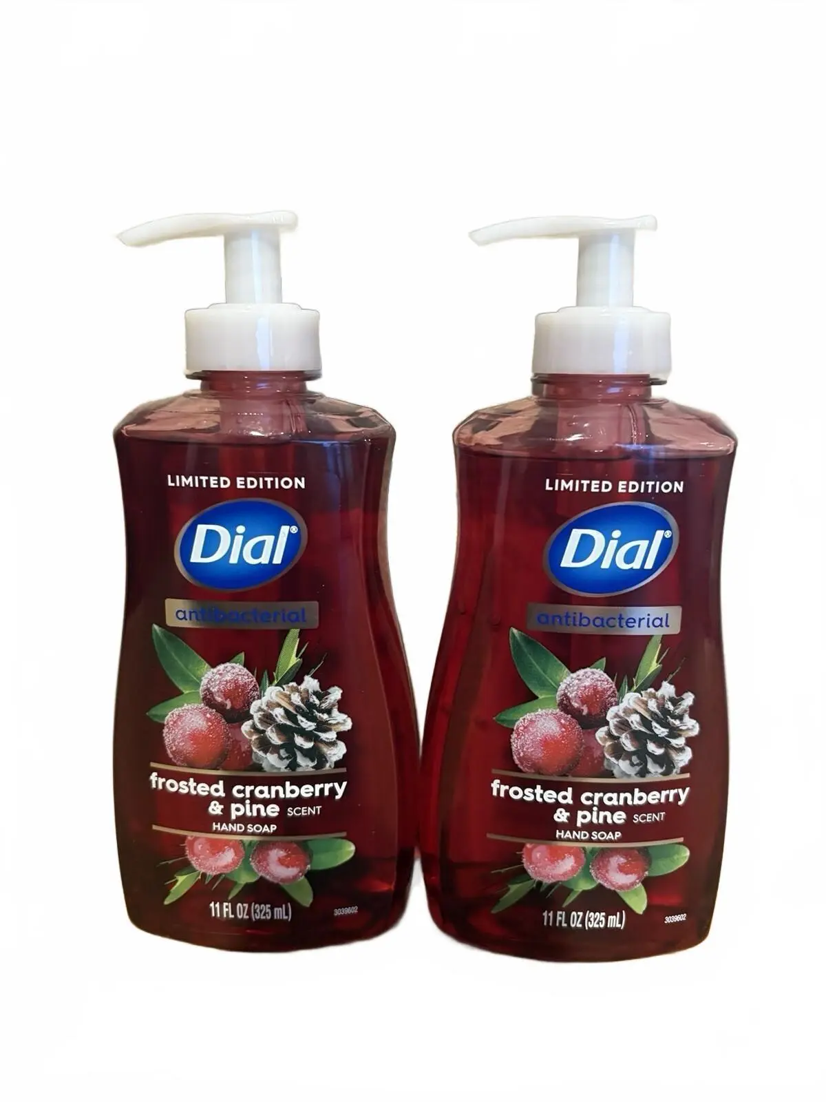Dial Antibacterial Hand Wash - Frosted Cranberry & Pine Scent, Limited Edition 11oz, Lot of 2 (New)