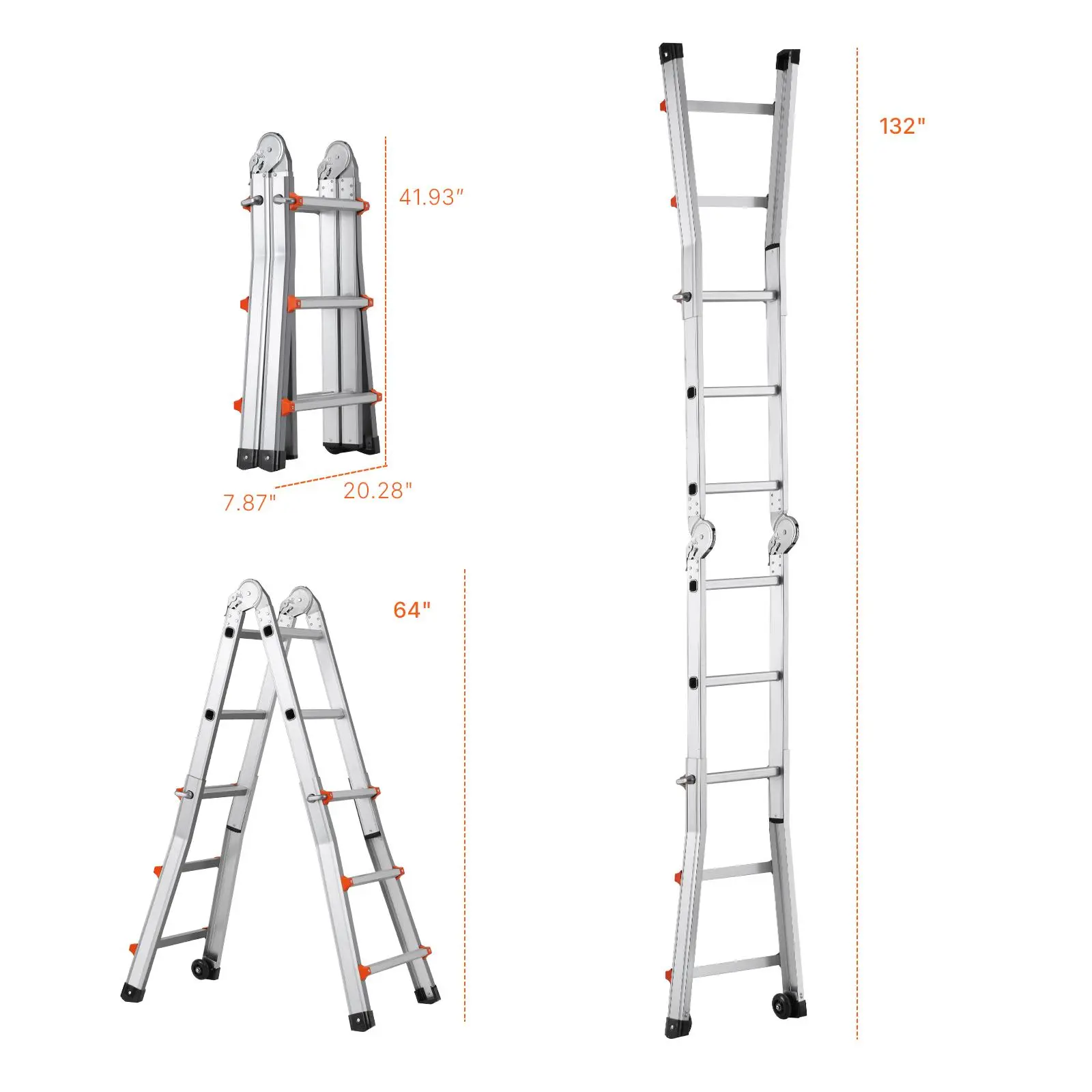 VEVOR Telescoping Ladder A Frame, , 10 FT Compact Aluminum Extension ...