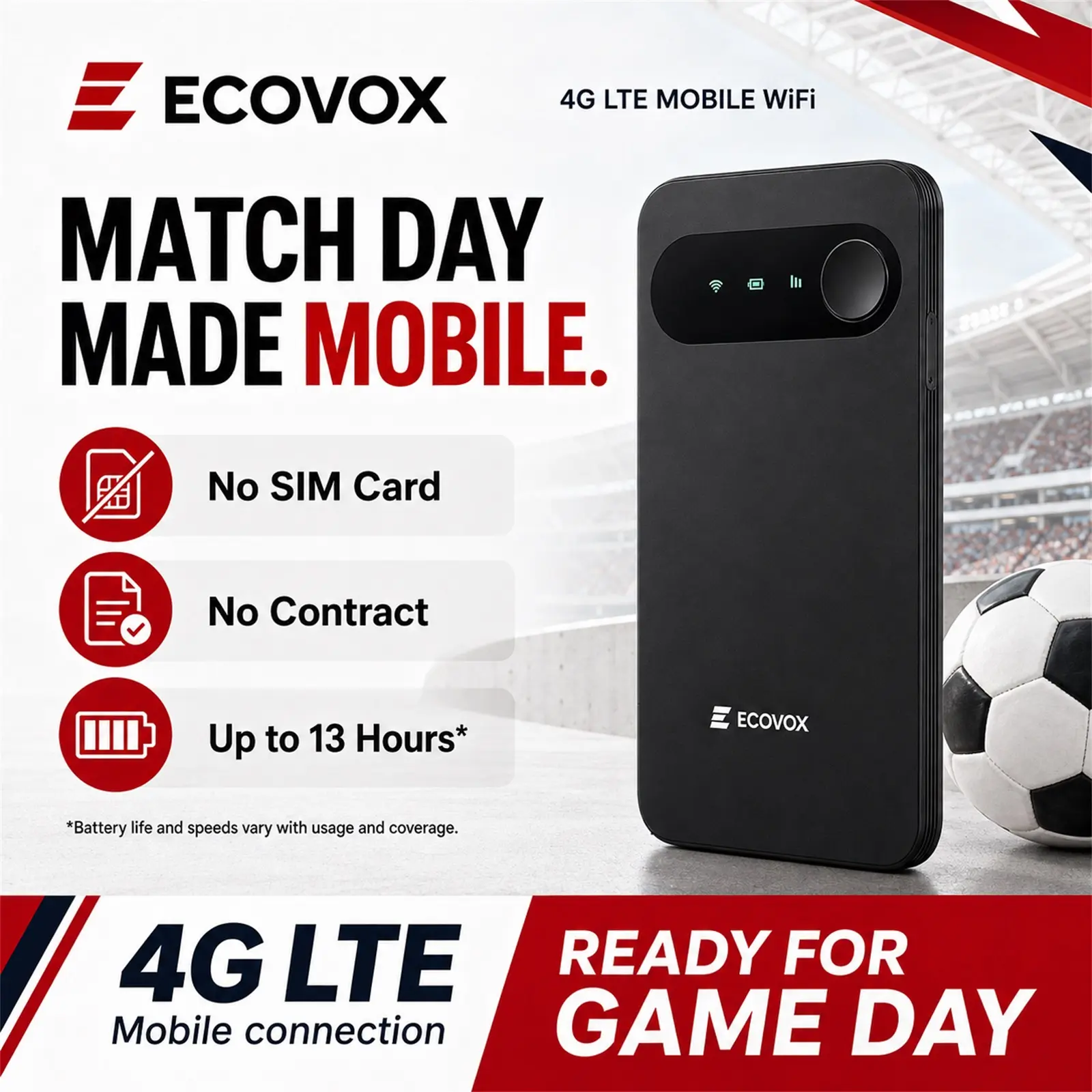 ECOVOX 2026 Upgraded WiFi 6 Mini Pocket WiFi Router - 4G LTE, No Contract, No SIM Required, Pay-As-You-Go, Multi-Carrier, Built-In Li-Ion, Quad-Band, USB Interface, 3.5 oz Ultra-Light, Multiple Devices Share, Car Travel Essential, Back to School