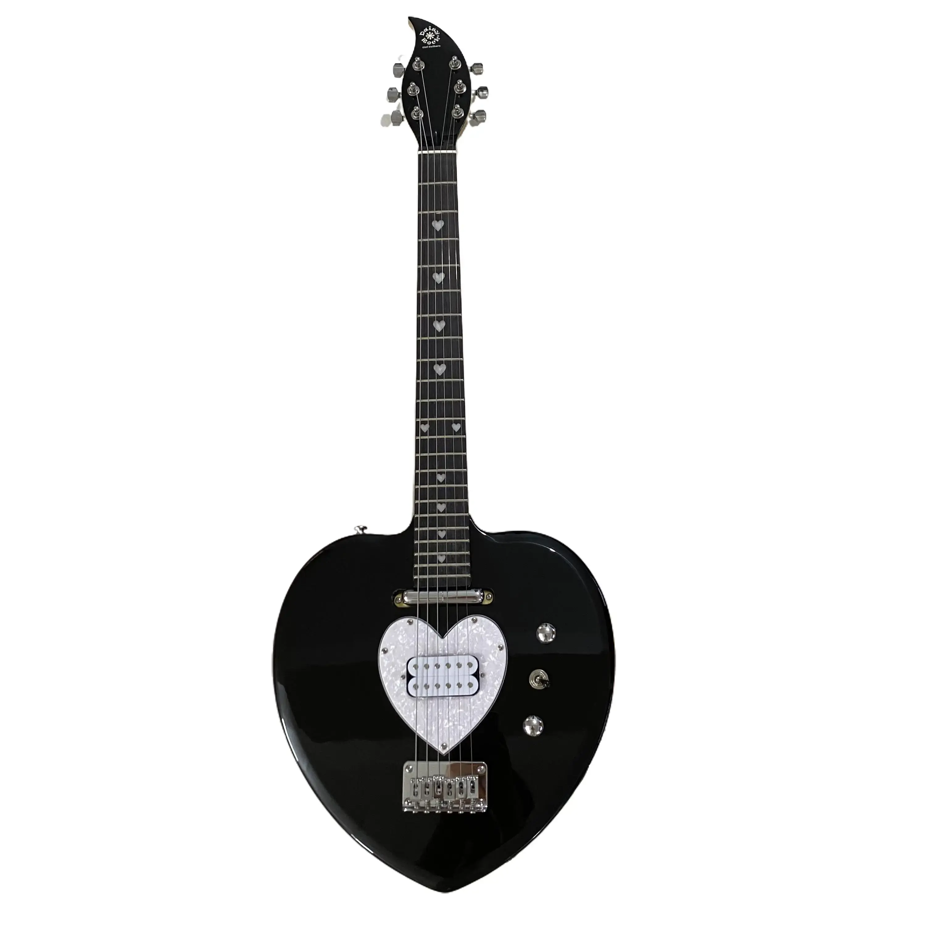 Black heart-shaped guitar Basswood body Rosewood fingerboard 22 frets