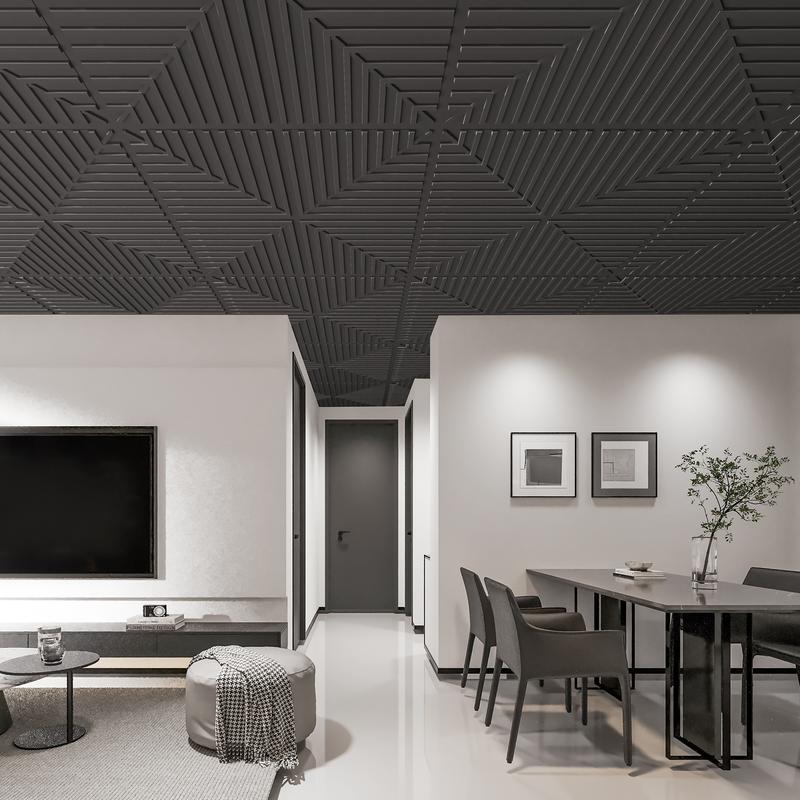 Art3d 3D Ceiling Tiles – 12-Pack 24"x24" Black PVC Drop Ceiling Panels, Covers 48 Sq.Ft for Walls & Ceilings Decorative Wallpaper Living Room Art3d 3D Ceiling Tiles – 12-Pack 24"x24" Black PVC Drop Ceiling Panels, Covers 48 Sq.Ft for Walls & Ceilings Decorative Wallpaper Living Room