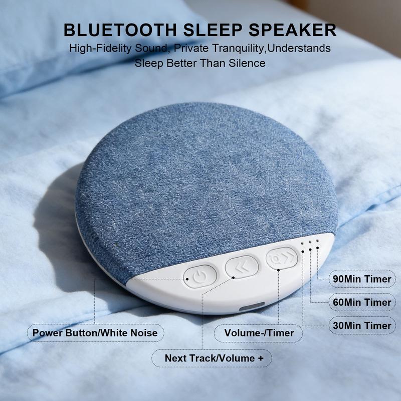 Ultra-Thin Bluetooth Pillow Speaker with Bluetooth 5.4, 3D White Noise, Soft Immersive Sound Field, Pillow CD Player for Bedtime Music & Audiobooks, Headphone-Free Sleep Speaker, Compatible with Android & iOS(Without charging cable)