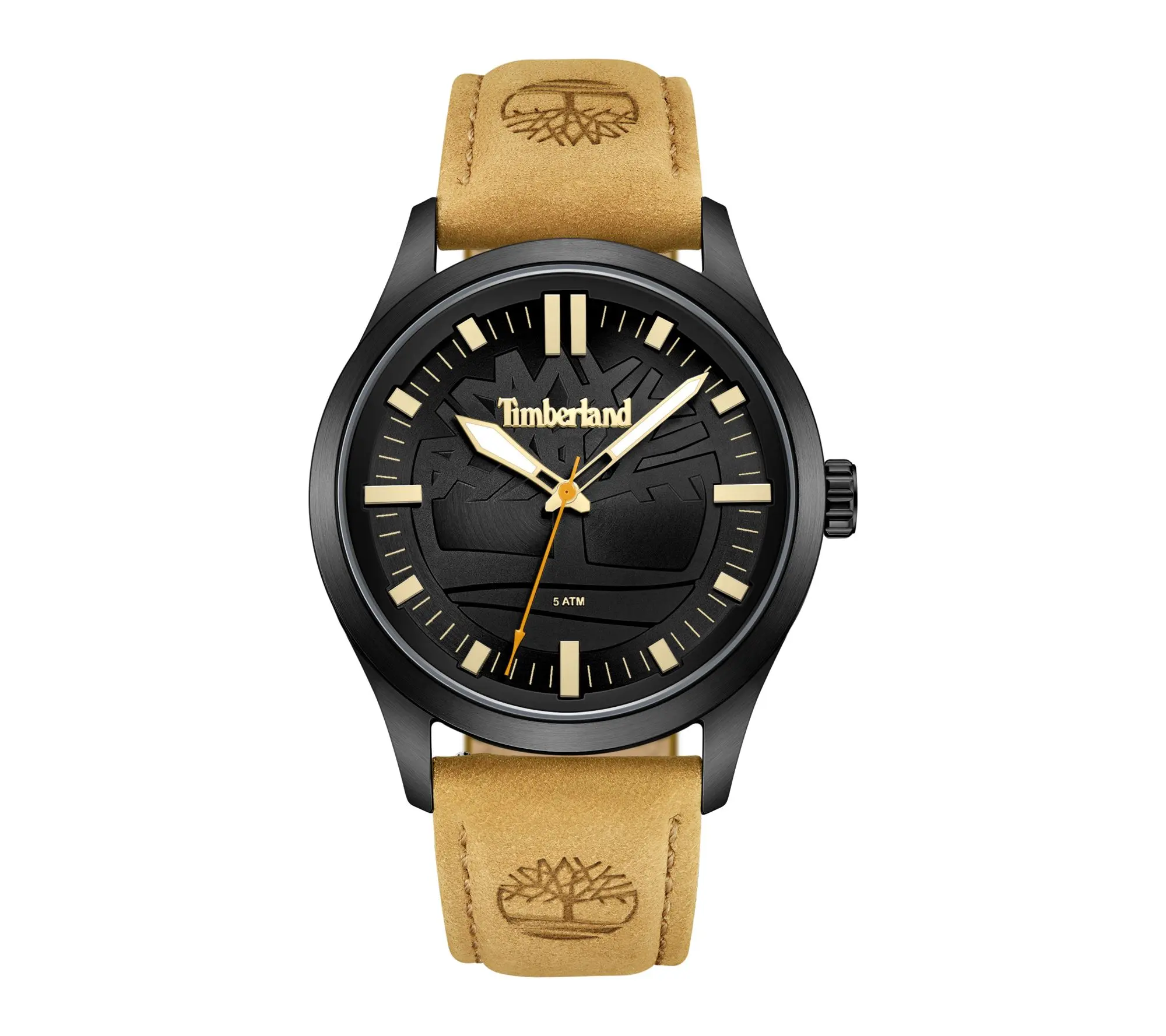 Timberland Men's Rambush Black IP Stainless TanStrap Watch Timberland Men's Rambush Black IP Stainless TanStrap Watch