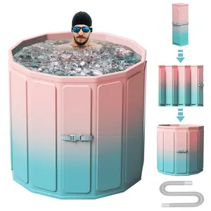 Portable Ice Bath Tub, Foldable Bathtub for Fast Muscle Recovery, Home Outdoors Gyms, Quick Opening without Installation, No Water Leakage, Ice/Hot Universal soaker  tub, Large Size 77 Gal