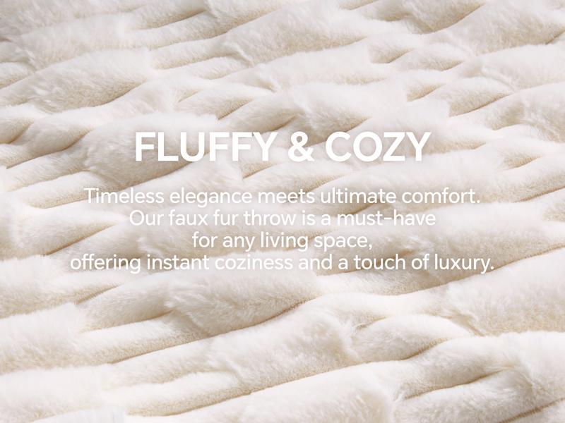 BEDELITE Faux Fur Throw Blanket for Couch -Super Soft & Warm Plush Striped Blanket for Sofa and Room Decor, Luxury Cozy Plush Fluffy Winter Blanket Gifts for Women Men Mom Dad Valentine's Day gift