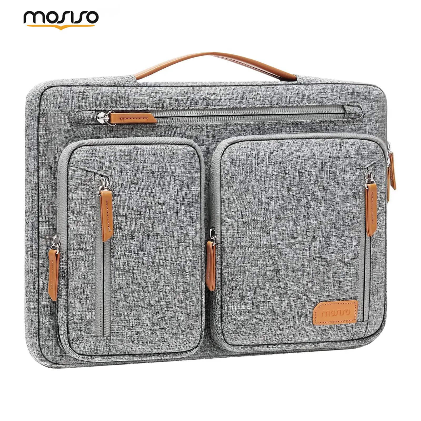 MOSISO Plain Polyester Laptop Sleeve for 15 Inch MacBook & Chromebook, Water-Resistant 360° Protective Case with 5 Pockets, Handle & Trolley Strap, Rectangle, Rugged Protection, Protection Cover Laptop Bags, Multi-Protective Laptop Bags